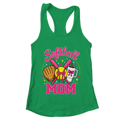 Softball Mom Player Game Day Coquette Pink Bow Shirt & Tank Top | teecentury