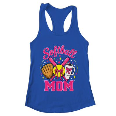 Softball Mom Player Game Day Coquette Pink Bow Shirt & Tank Top | teecentury