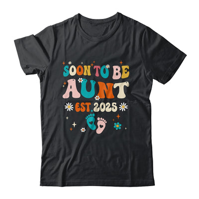 Soon To Be Aunt Est 2025 Pregnancy Announcement Groovy Shirt & Tank Top | teecentury