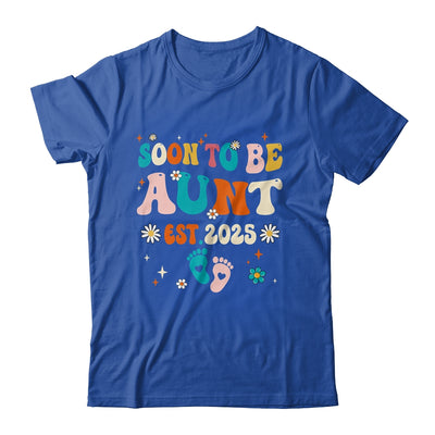 Soon To Be Aunt Est 2025 Pregnancy Announcement Groovy Shirt & Tank Top | teecentury