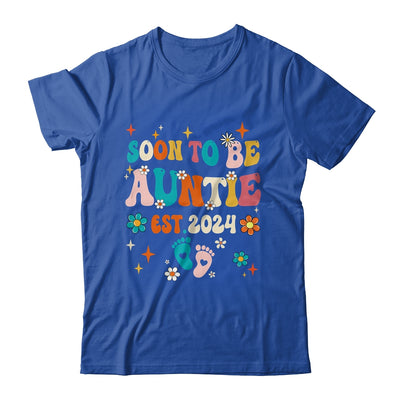 Soon To Be Auntie Est 2024 Pregnancy Announcement Groovy Shirt & Tank Top | teecentury