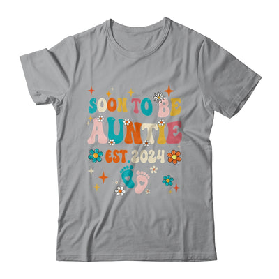 Soon To Be Auntie Est 2024 Pregnancy Announcement Groovy Shirt & Tank Top | teecentury