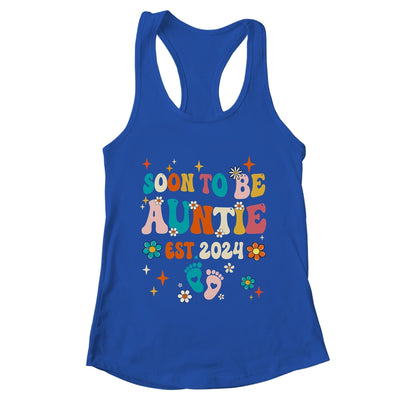 Soon To Be Auntie Est 2024 Pregnancy Announcement Groovy Shirt & Tank Top | teecentury