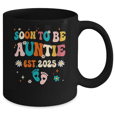 Soon To Be Auntie Est 2025 Pregnancy Announcement Groovy Mug | teecentury