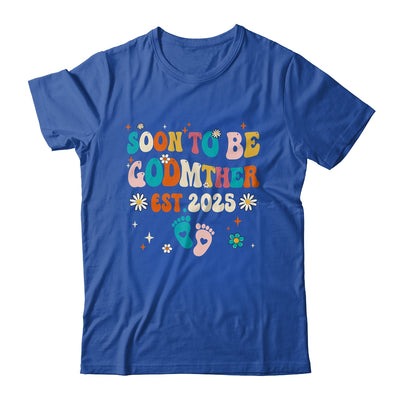 Soon To Be Godmother Est 2025 Pregnancy Announcement Groovy Shirt & Tank Top | teecentury