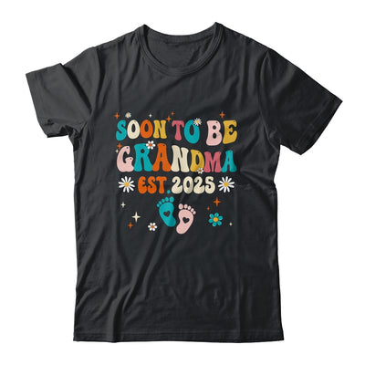 Soon To Be Grandma Est 2025 Pregnancy Announcement Groovy Shirt & Tank Top | teecentury