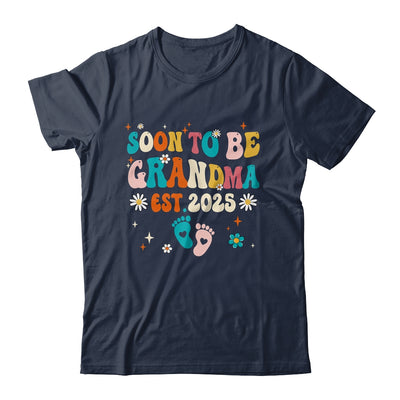 Soon To Be Grandma Est 2025 Pregnancy Announcement Groovy Shirt & Tank Top | teecentury
