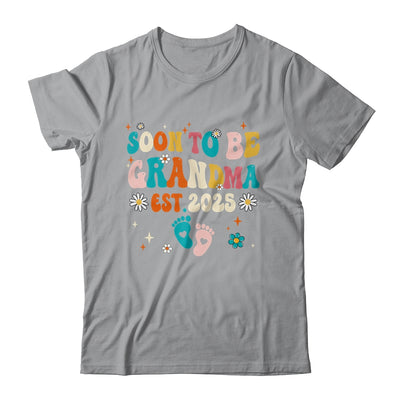 Soon To Be Grandma Est 2025 Pregnancy Announcement Groovy Shirt & Tank Top | teecentury