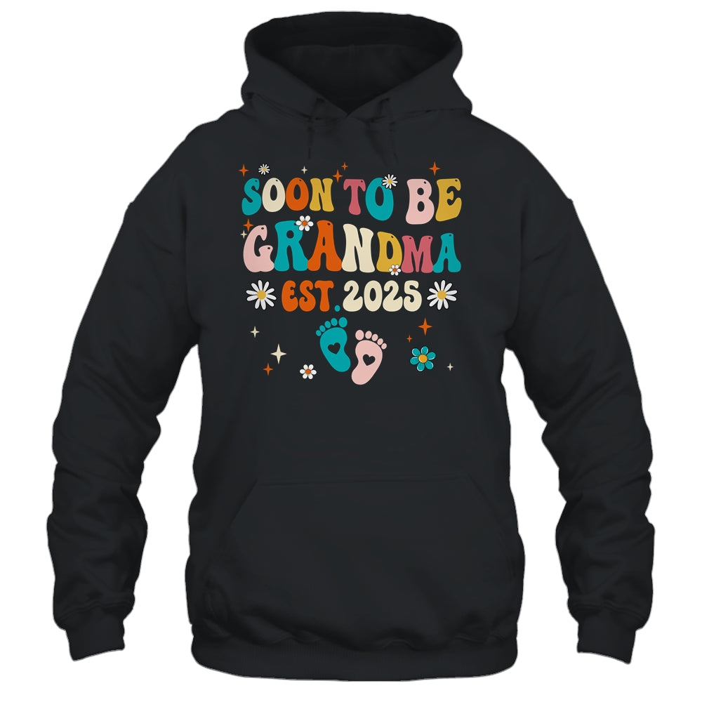 Soon To Be Grandma Est 2025 Pregnancy Announcement Groovy Shirt & Tank Top | teecentury