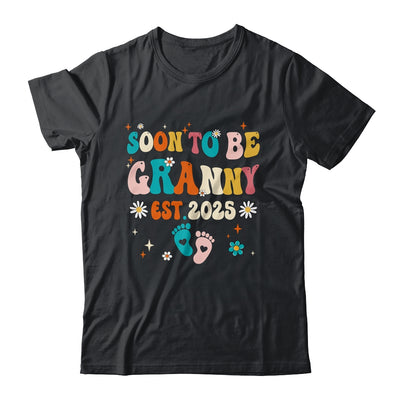 Soon To Be Granny Est 2025 Pregnancy Announcement Groovy Shirt & Tank Top | teecentury