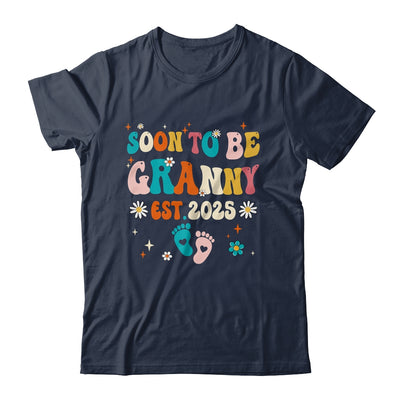 Soon To Be Granny Est 2025 Pregnancy Announcement Groovy Shirt & Tank Top | teecentury