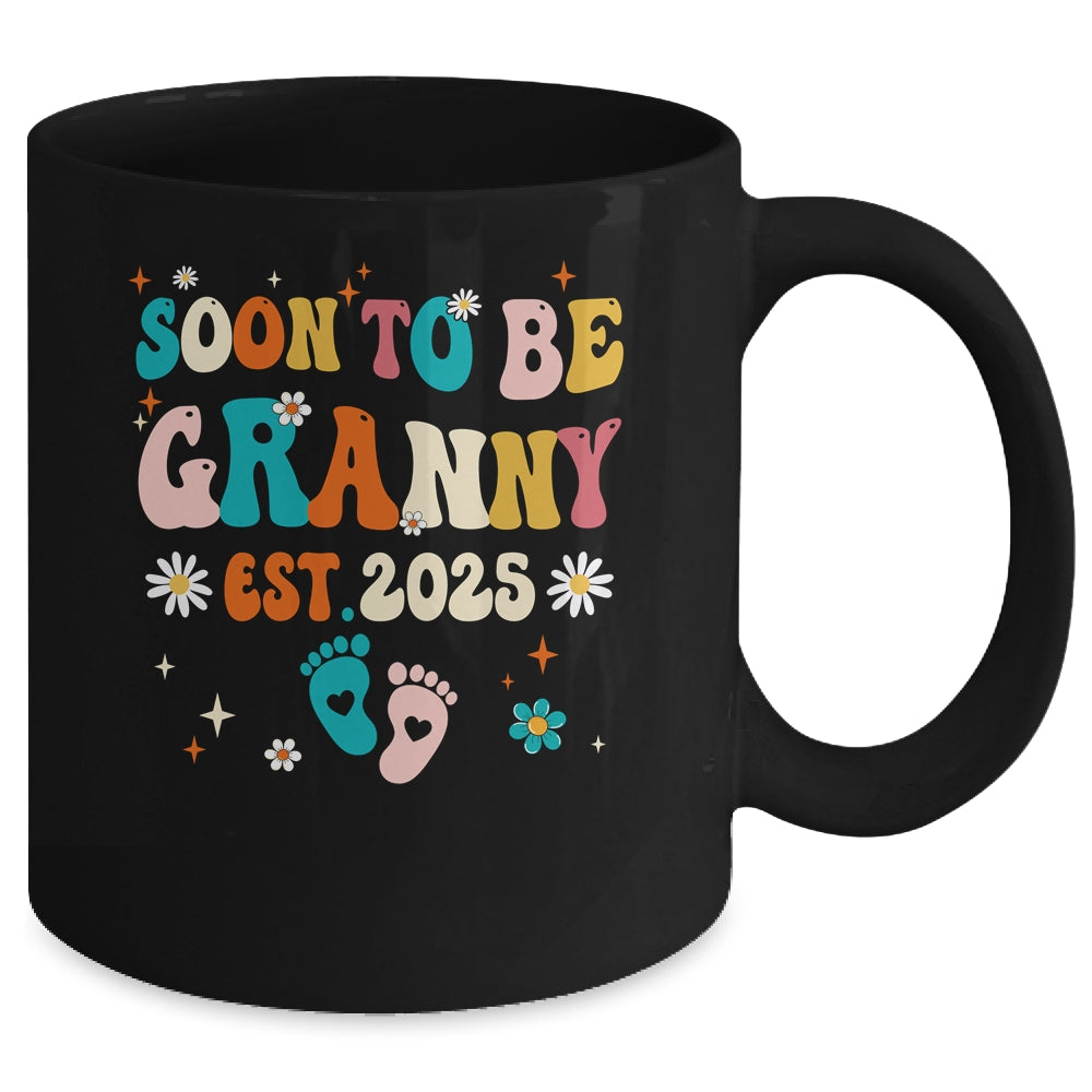 Soon To Be Granny Est 2025 Pregnancy Announcement Groovy Mug | teecentury