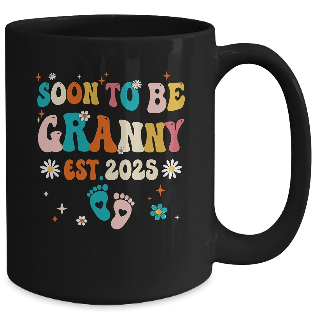 Soon To Be Granny Est 2025 Pregnancy Announcement Groovy Mug | teecentury