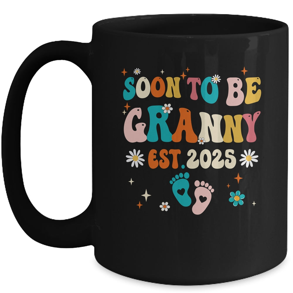 Soon To Be Granny Est 2025 Pregnancy Announcement Groovy Mug | teecentury