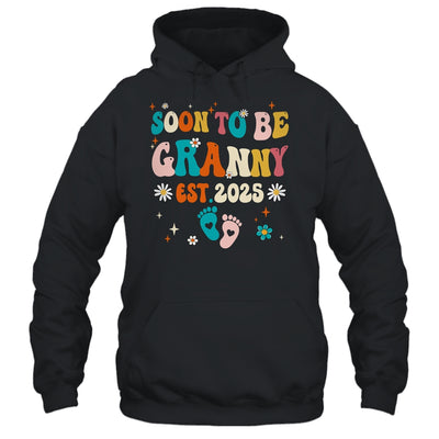 Soon To Be Granny Est 2025 Pregnancy Announcement Groovy Shirt & Tank Top | teecentury