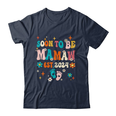 Soon To Be Mamaw Est 2024 Pregnancy Announcement Groovy Shirt & Tank Top | teecentury