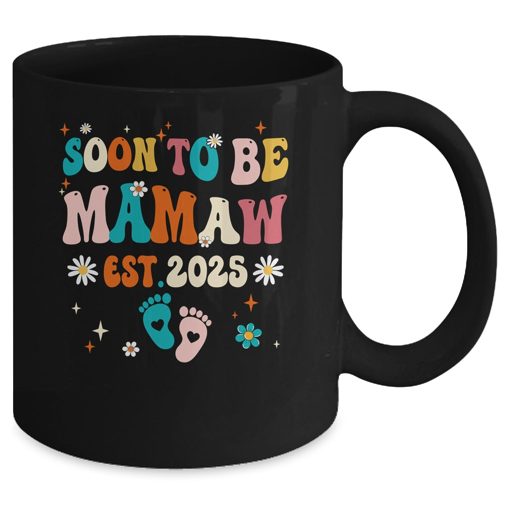 Soon To Be Mamaw Est 2025 Pregnancy Announcement Groovy Mug | teecentury