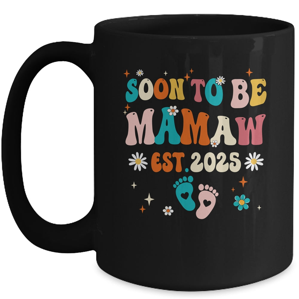 Soon To Be Mamaw Est 2025 Pregnancy Announcement Groovy Mug | teecentury