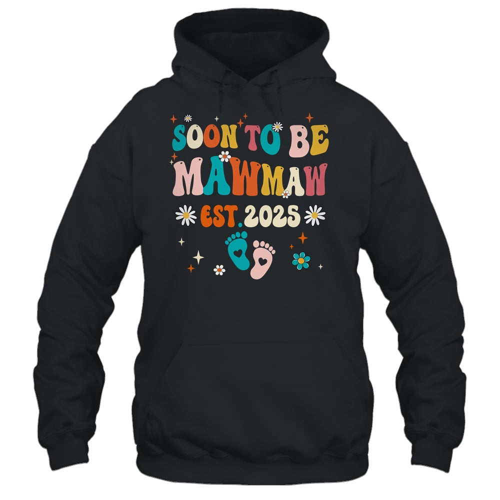 Soon To Be Mawmaw Est 2025 Pregnancy Announcement Groovy Shirt & Tank Top | teecentury
