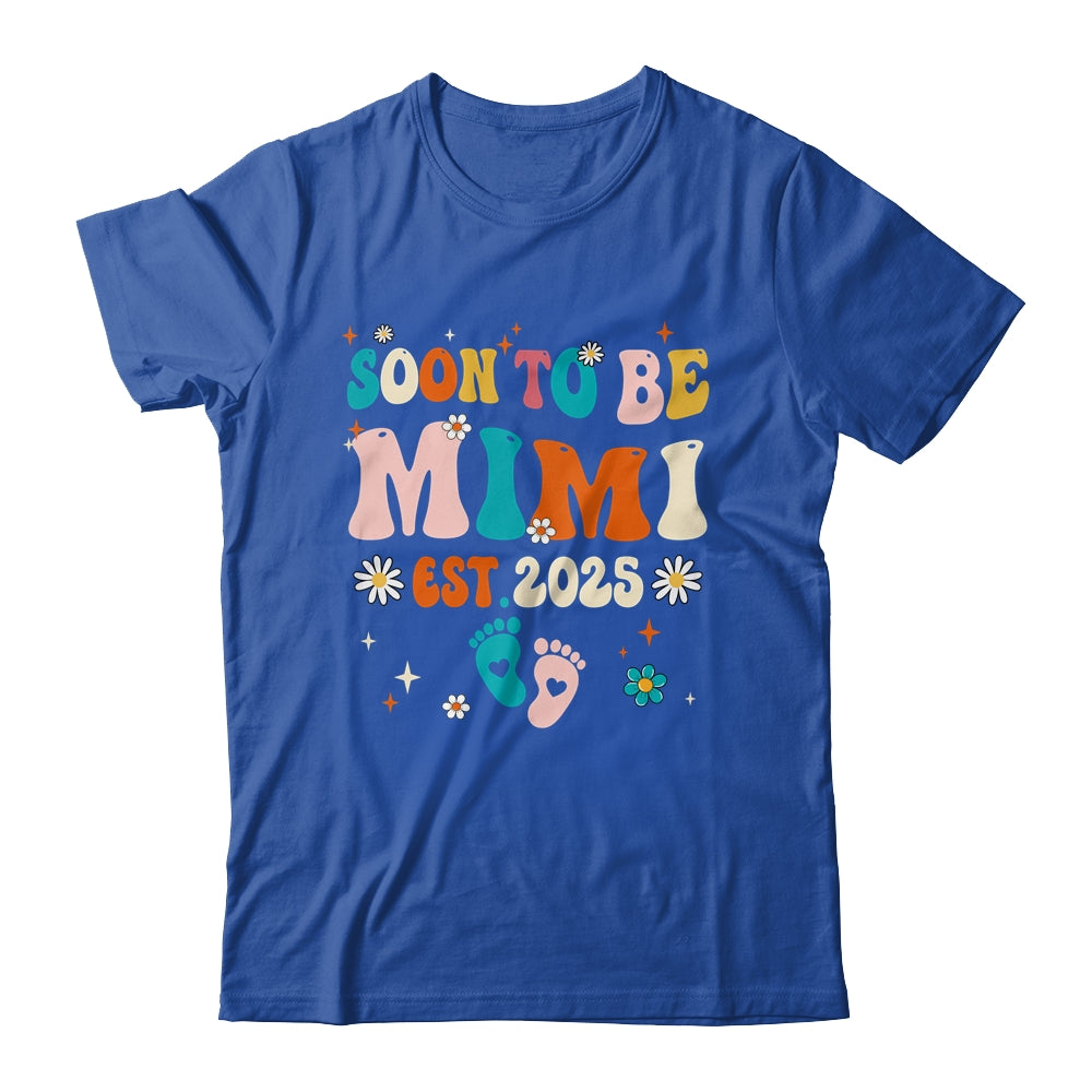 Soon To Be Mimi Est 2025 Pregnancy Announcement Groovy Shirt & Tank Top | teecentury