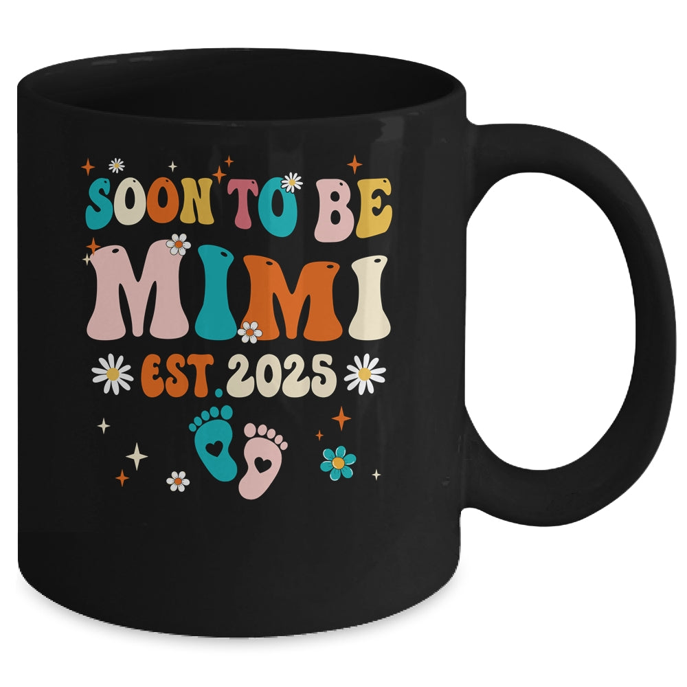 Soon To Be Mimi Est 2025 Pregnancy Announcement Groovy Mug | teecentury