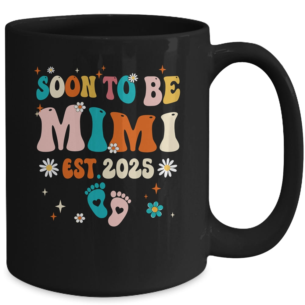 Soon To Be Mimi Est 2025 Pregnancy Announcement Groovy Mug | teecentury