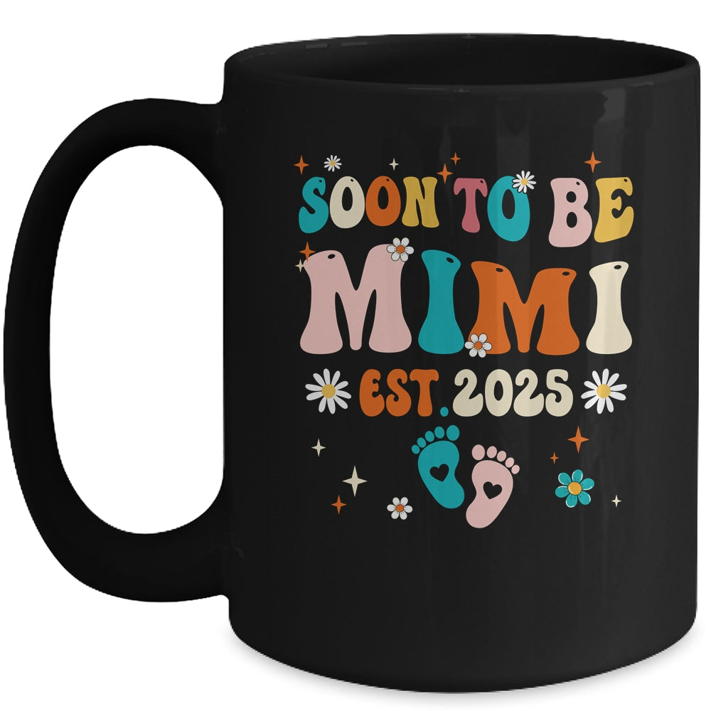 Soon To Be Mimi Est 2025 Pregnancy Announcement Groovy Mug | teecentury