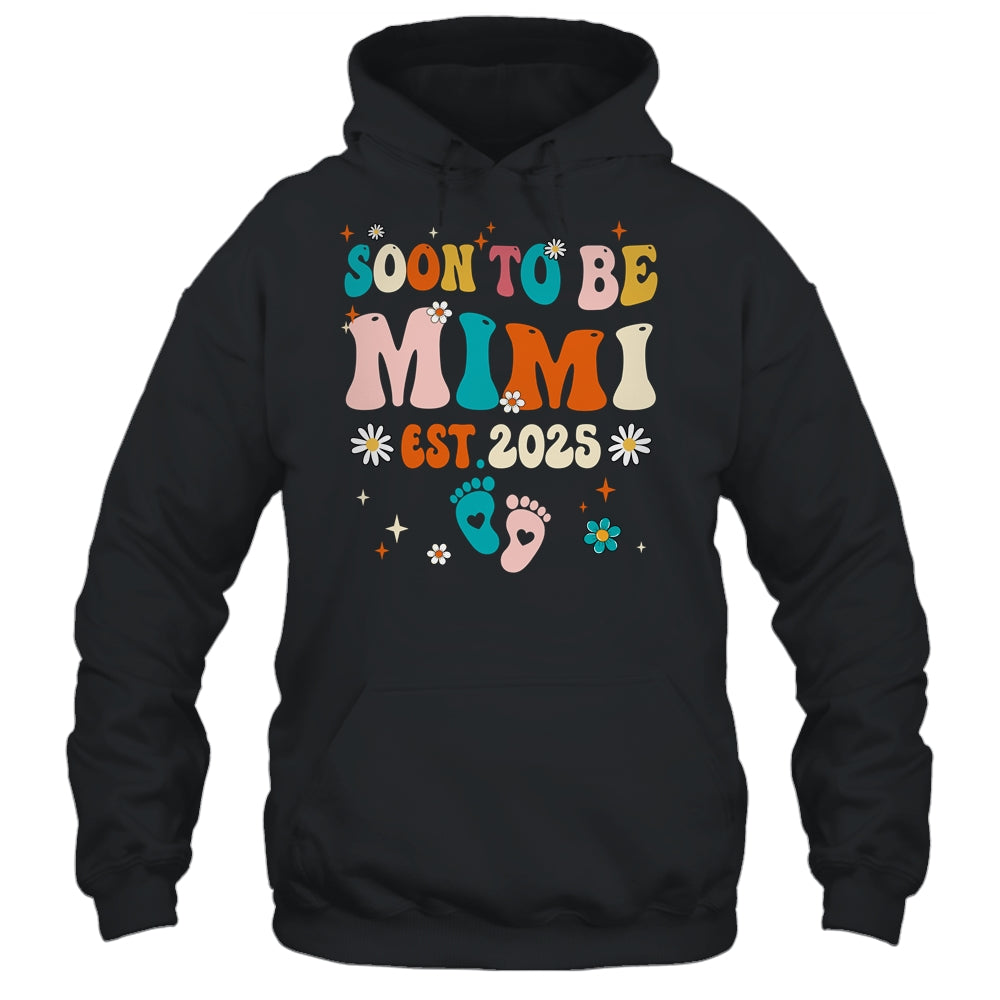 Soon To Be Mimi Est 2025 Pregnancy Announcement Groovy Shirt & Tank Top | teecentury