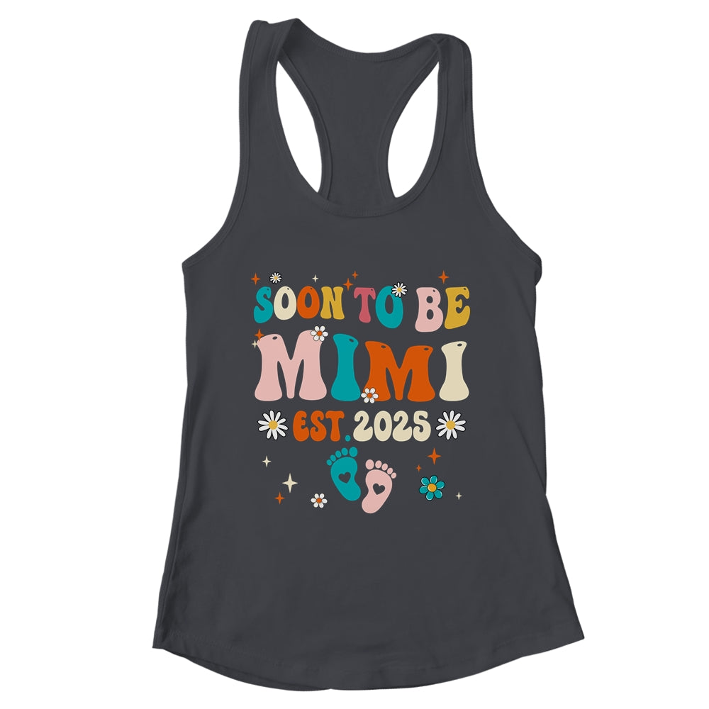 Soon To Be Mimi Est 2025 Pregnancy Announcement Groovy Shirt & Tank Top | teecentury