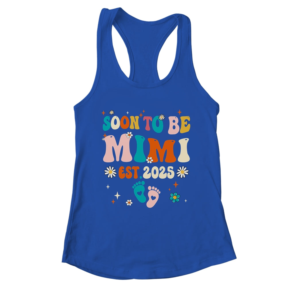 Soon To Be Mimi Est 2025 Pregnancy Announcement Groovy Shirt & Tank Top | teecentury