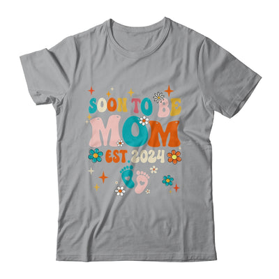 Soon To Be Mom Est 2024 Pregnancy Announcement Groovy Shirt & Tank Top | teecentury