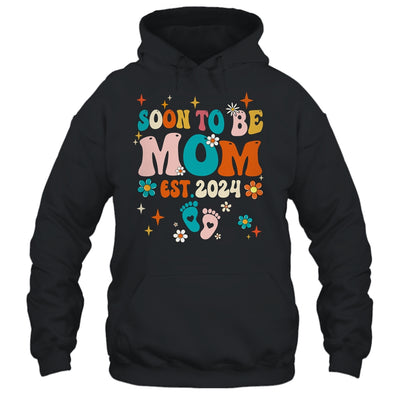 Soon To Be Mom Est 2024 Pregnancy Announcement Groovy Shirt & Tank Top | teecentury