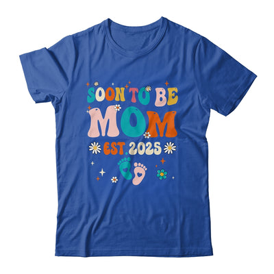 Soon To Be Mom Est 2025 Pregnancy Announcement Groovy Shirt & Tank Top | teecentury