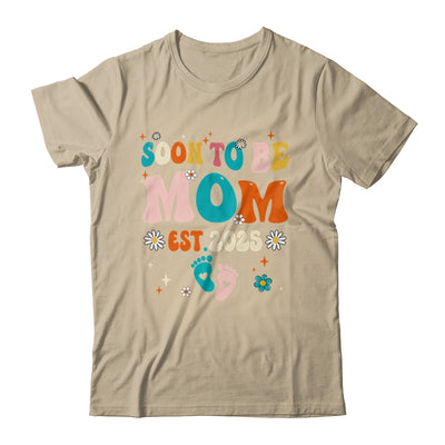 Soon To Be Mom Est 2025 Pregnancy Announcement Groovy Shirt & Tank Top | teecentury