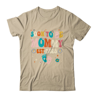 Soon To Be Mommy Est 2025 Pregnancy Announcement Groovy Shirt & Tank Top | teecentury