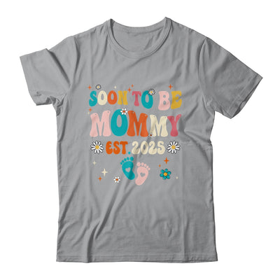 Soon To Be Mommy Est 2025 Pregnancy Announcement Groovy Shirt & Tank Top | teecentury