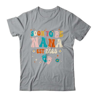 Soon To Be Nana Est 2025 Pregnancy Announcement Groovy Shirt & Tank Top | teecentury