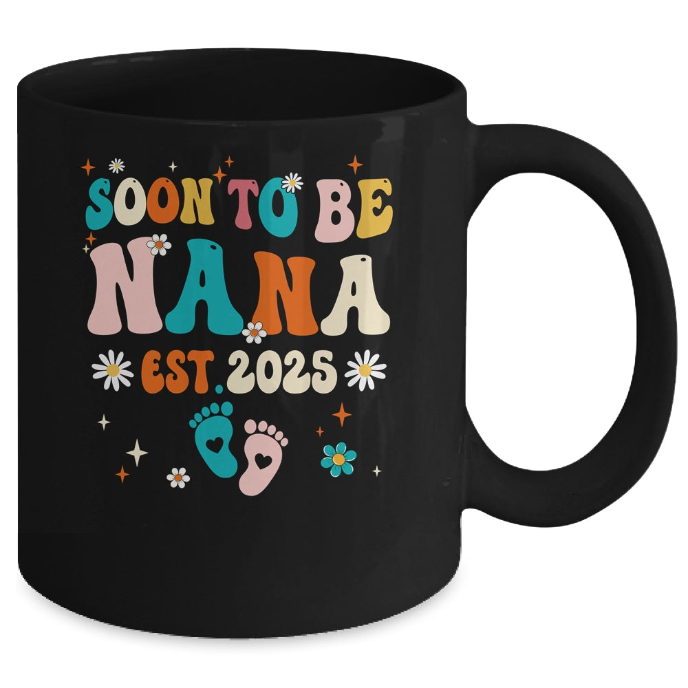 Soon To Be Nana Est 2025 Pregnancy Announcement Groovy Mug | teecentury