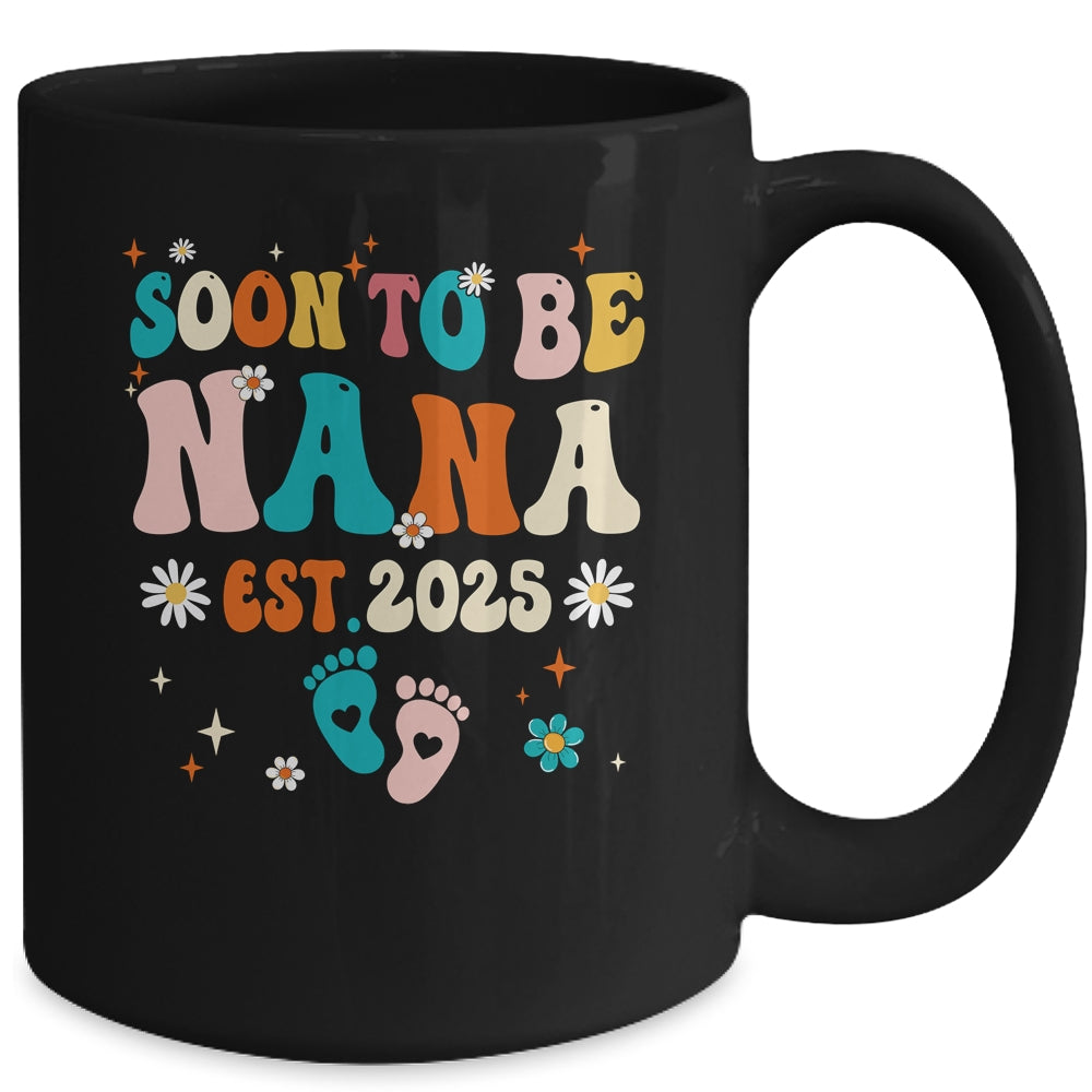 Soon To Be Nana Est 2025 Pregnancy Announcement Groovy Mug | teecentury
