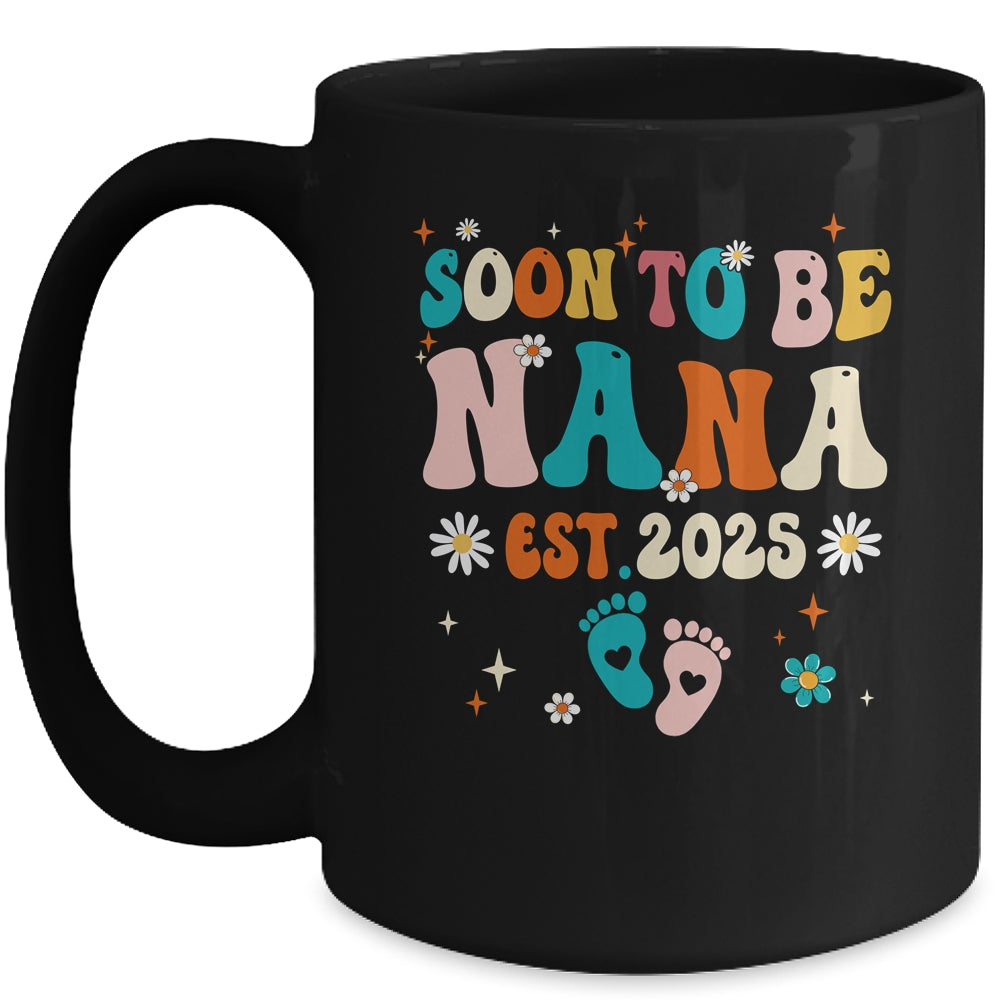 Soon To Be Nana Est 2025 Pregnancy Announcement Groovy Mug | teecentury
