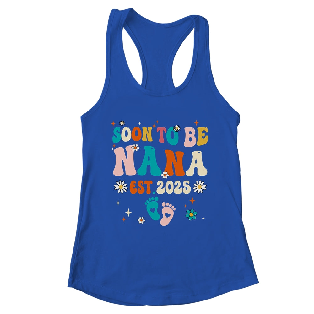 Soon To Be Nana Est 2025 Pregnancy Announcement Groovy Shirt & Tank Top | teecentury