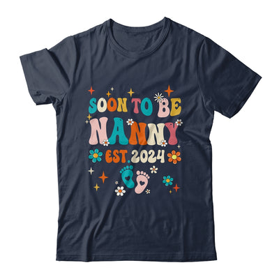 Soon To Be Nanny Est 2024 Pregnancy Announcement Groovy Shirt & Tank Top | teecentury