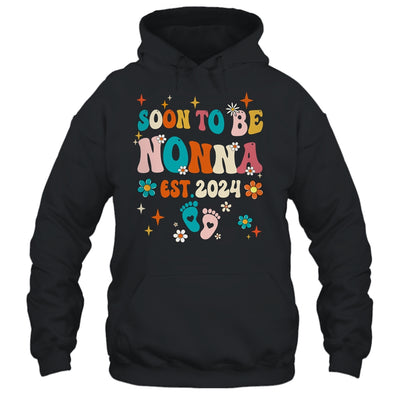 Soon To Be Nonna Est 2024 Pregnancy Announcement Groovy Shirt & Tank Top | teecentury