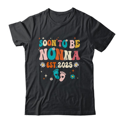 Soon To Be Nonna Est 2025 Pregnancy Announcement Groovy Shirt & Tank Top | teecentury
