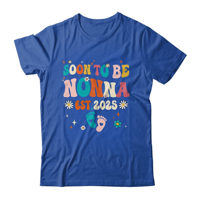 Soon To Be Nonna Est 2025 Pregnancy Announcement Groovy Shirt & Tank Top | teecentury