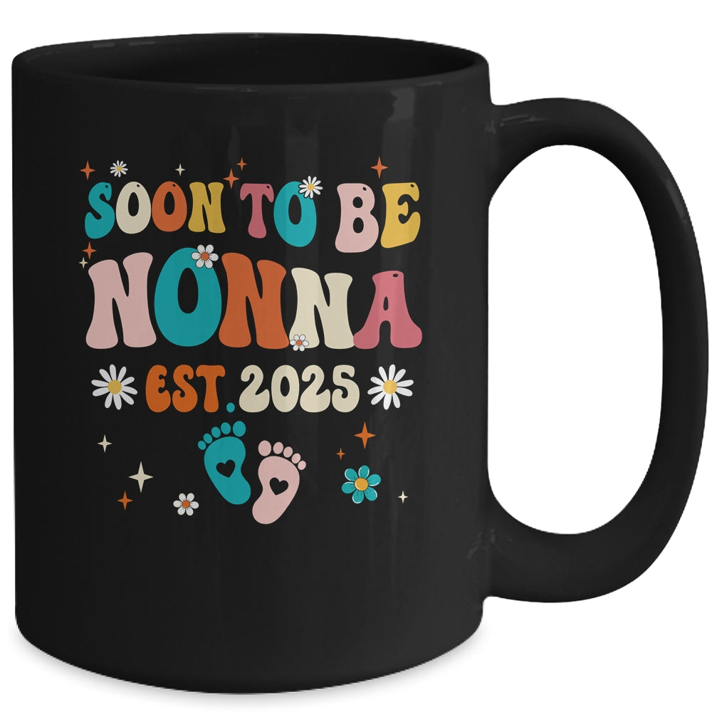 Soon To Be Nonna Est 2025 Pregnancy Announcement Groovy Mug | teecentury