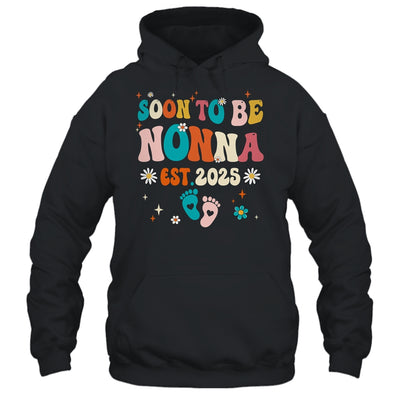 Soon To Be Nonna Est 2025 Pregnancy Announcement Groovy Shirt & Tank Top | teecentury