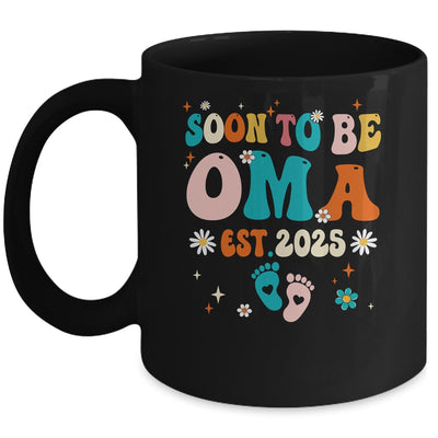Soon To Be Oma Est 2025 Pregnancy Announcement Groovy Mug | teecentury