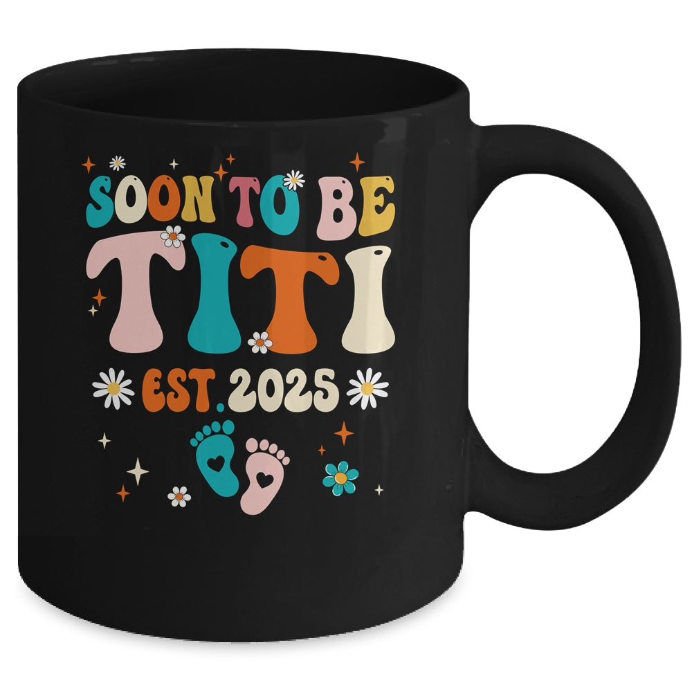 Soon To Be Titi Est 2025 Pregnancy Announcement Groovy Mug | teecentury
