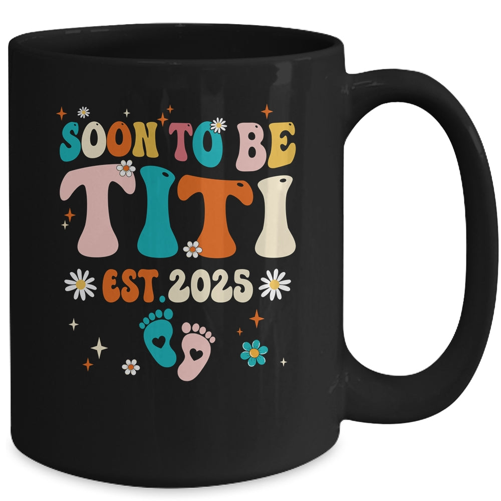 Soon To Be Titi Est 2025 Pregnancy Announcement Groovy Mug | teecentury